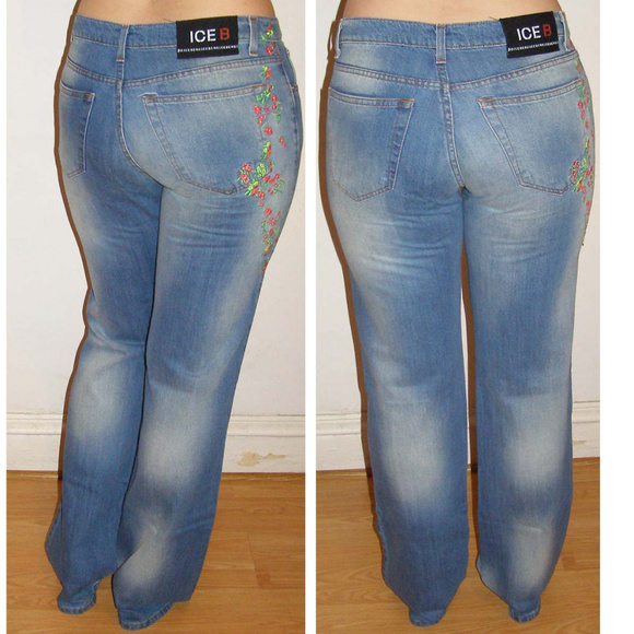 NWT Iceberg Embroidered Jeans size 10-12 Inseam 36 - Picture 3 of 9